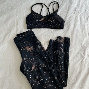 Old navy metallic celestial print workouts set (leggings and sports bra)